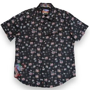 Robert Graham Short Sleeve Button Down Shirt. Embroidered. abstract.